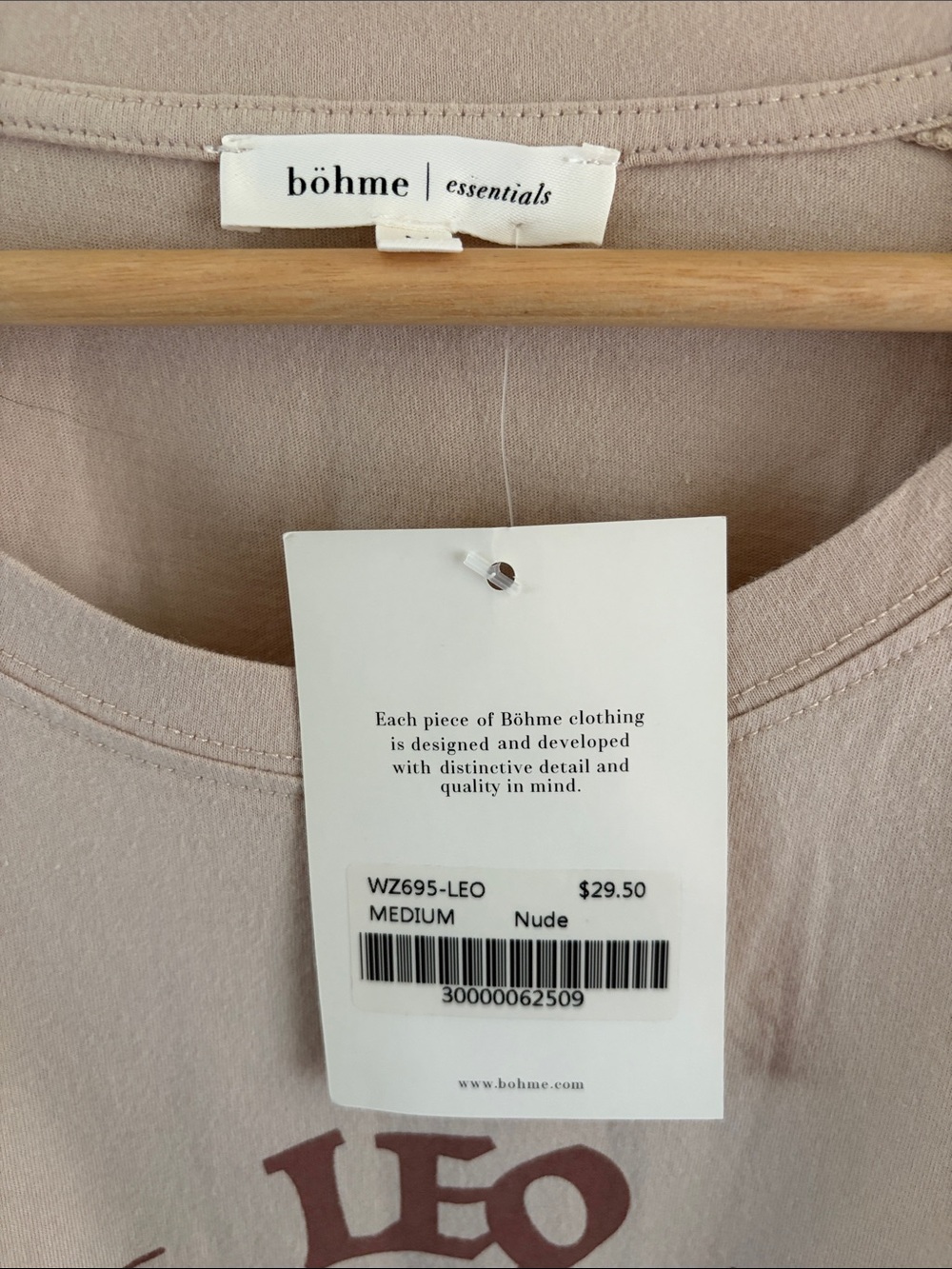 NWT Bohme short sleeve zodiac Leo tee |nude, brown | size medium - Picture 2 of 7